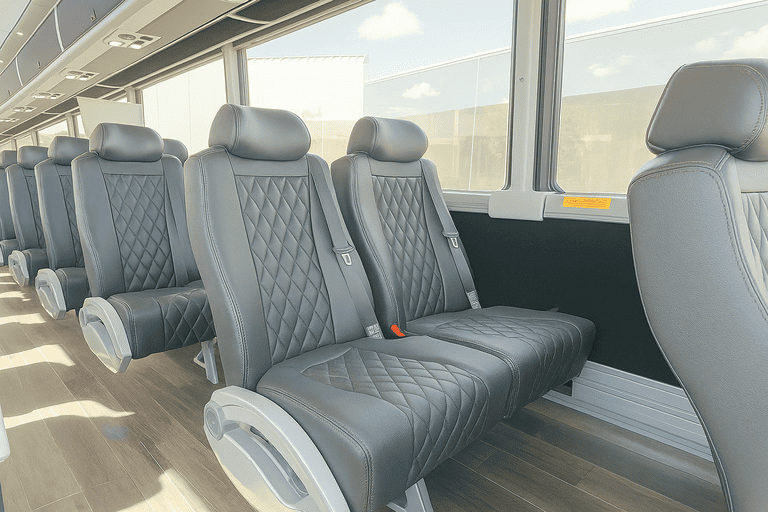 interior of Boynton Beach Minibus Company charter bus